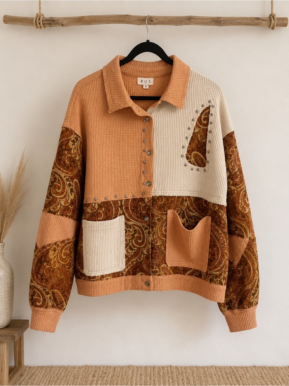 248🌟 POL Oversized Patchwork Paisley Jacket | NWOT | Size Small ✨🤎
